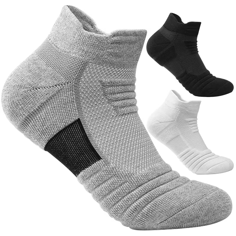 3 Pairs Breathable Mesh Athletic Terry Socks Cushioned Moisture-Managing and Durable Reduces Foot for Running Hiking &amp; Sports