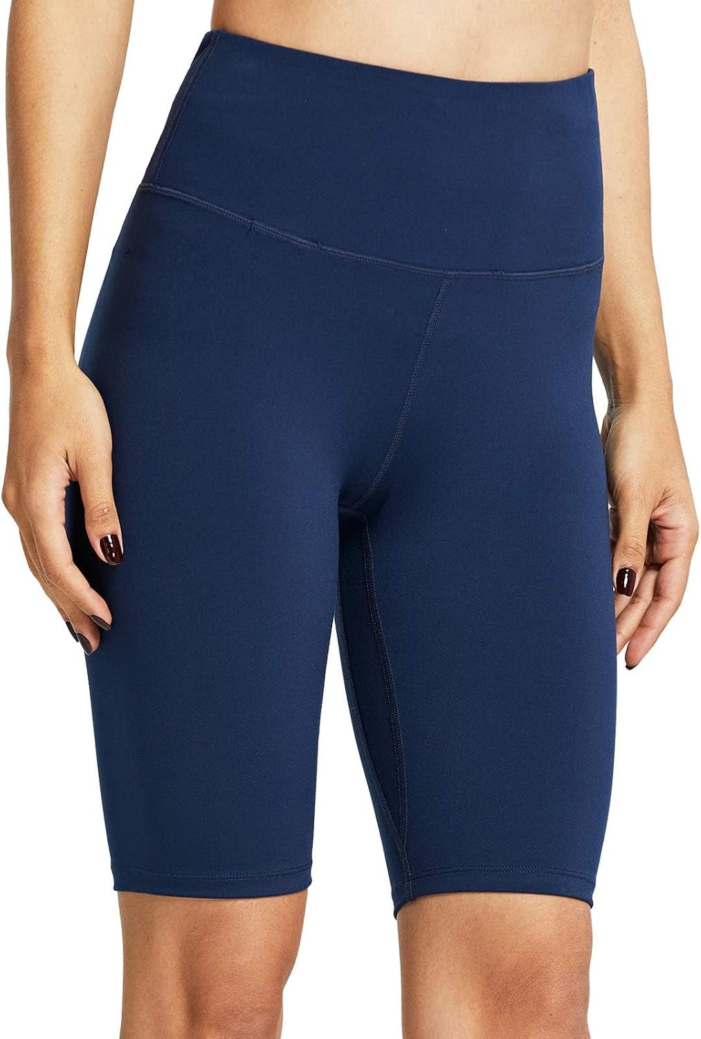 10" Biker Shorts Women Tummy Control High Waisted Workout Athletic Yoga Compression Long Shorts with 2 Hidden Pockets